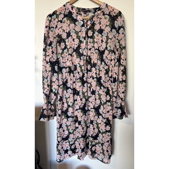 J Crew Mercantile Pink Floral Long Sleeve Drapey Midi Dress Size Medium - Picture 1 of 9